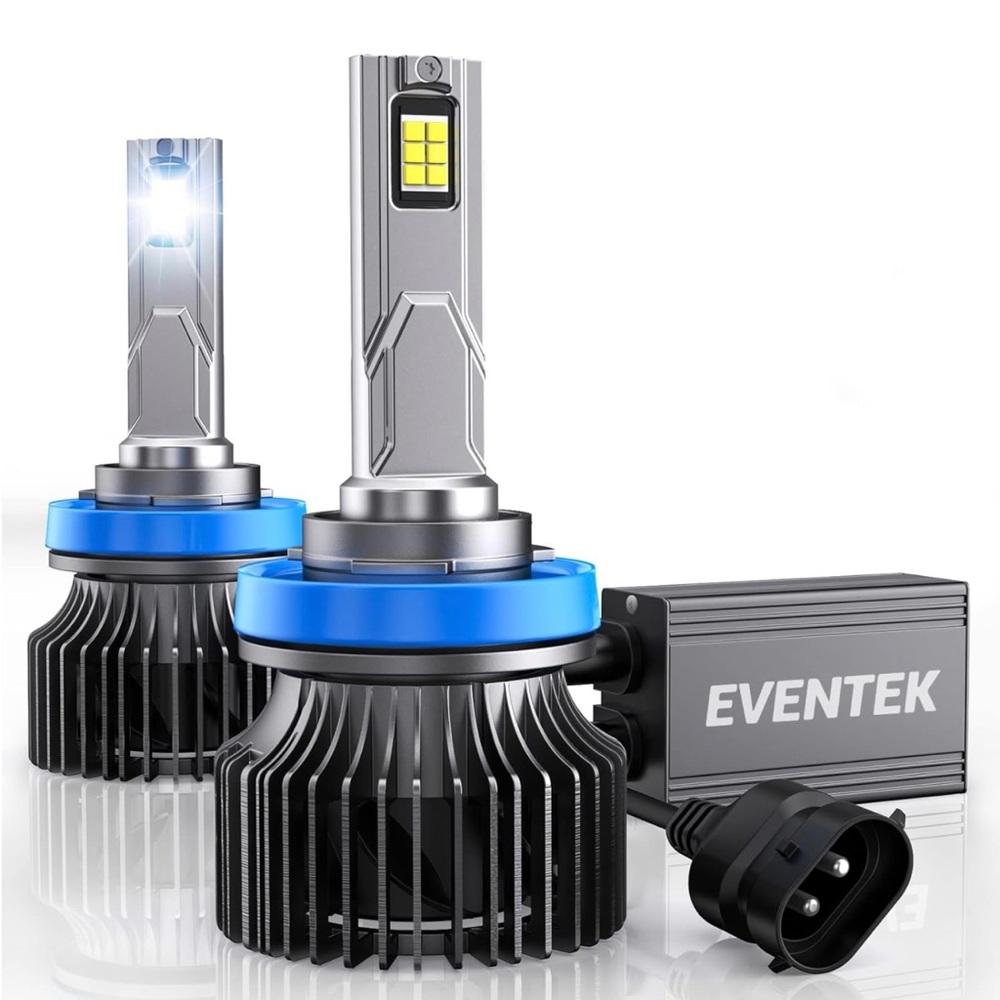 EVENTEK H11/H8/H9 LED Headlight Bulbs, 6000K Cool White 12000LM H11, IP67,2PCS